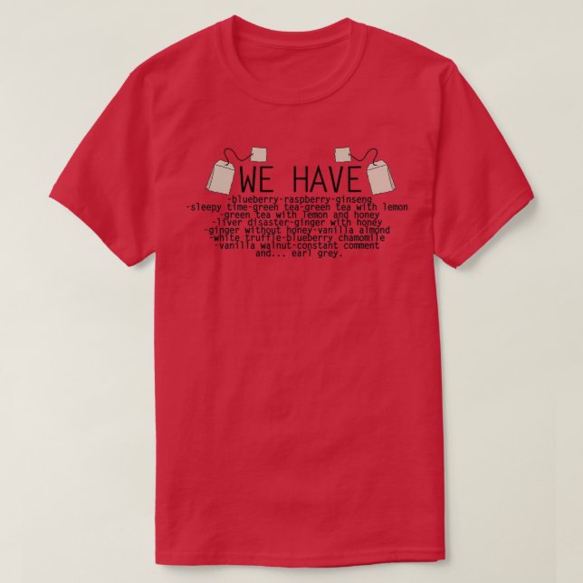 Camiseta Diferentes clases de té (Diseño del anverso)