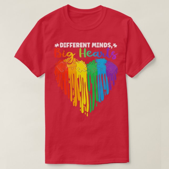 Camiseta Diferentes mentes Gran Corazón Rompe El Autismo De (Diseño del anverso)