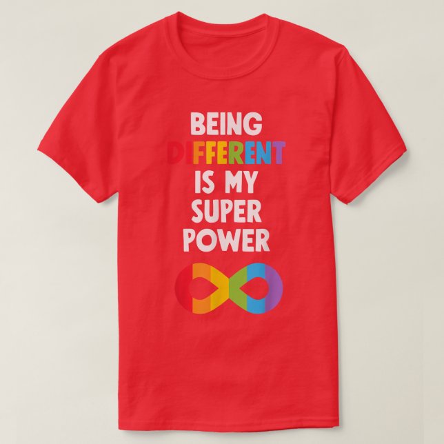 Camiseta Diferentes superpotencias Neurodiversidad Autismo  (Diseño del anverso)