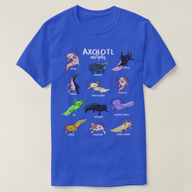 Camiseta Diferentes tipos de Kawaii Axolotl (Diseño del anverso)