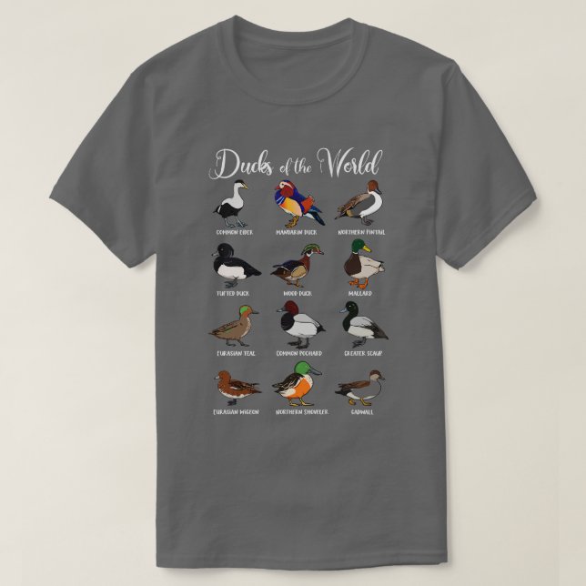 Camiseta Diferentes tipos de patos Patos del mundo (Diseño del anverso)