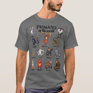 Camiseta Diferentes tipos de primates de monos
