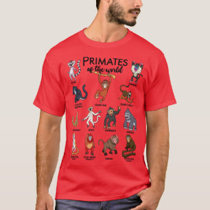 Camiseta Diferentes tipos de primates de monos