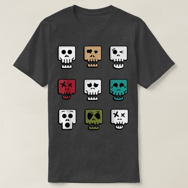 Camiseta DIferentes tipos de Skeleton Skeleton Skull  (Diseño del anverso)