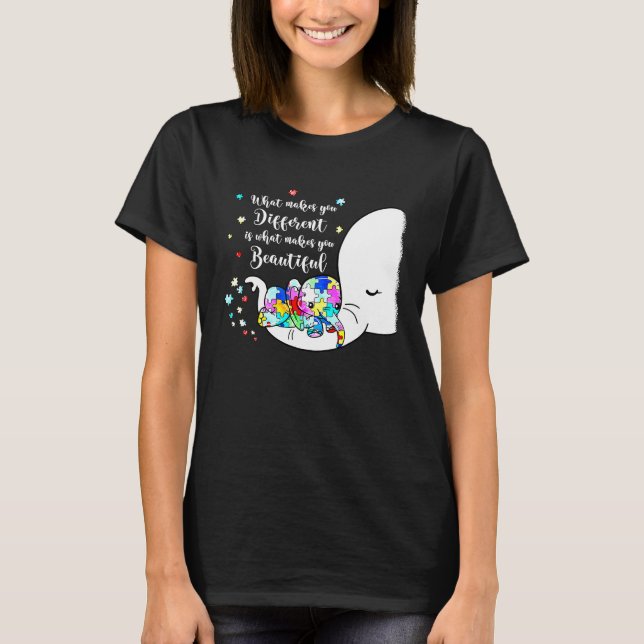 Camiseta Different Beautiful Autism Awareness Puzzle Piece  (Anverso)