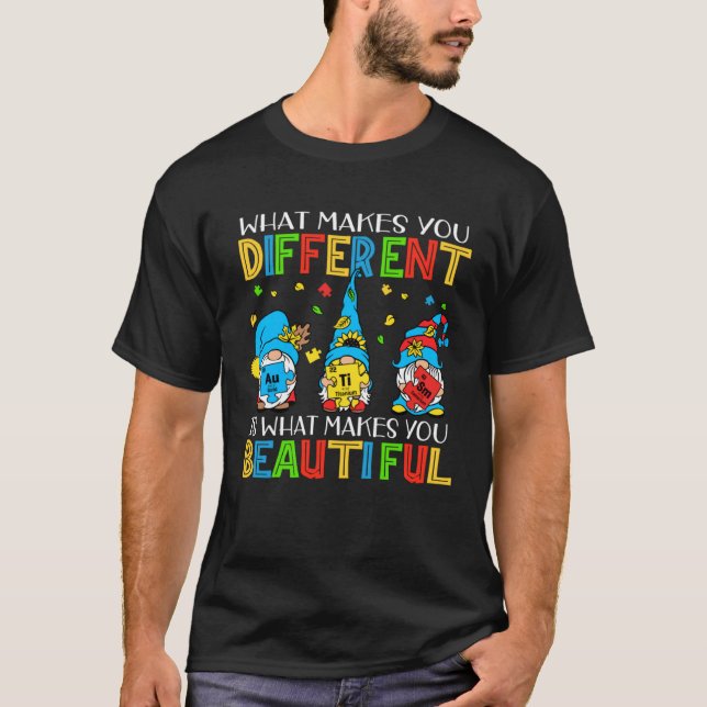 Camiseta Different Beautiful Autism Awareness Puzzle Piece  (Anverso)