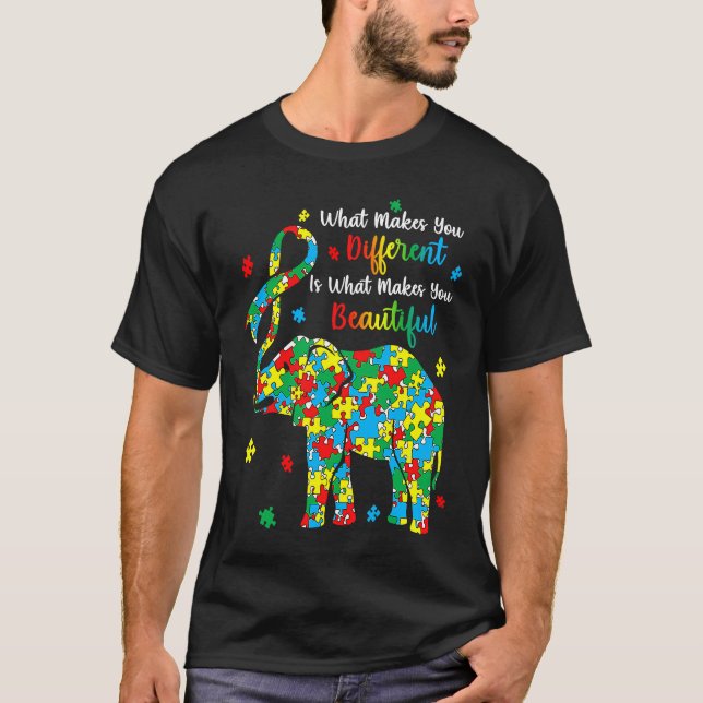 Camiseta Different Beautiful Autism Awareness Puzzle Piece  (Anverso)