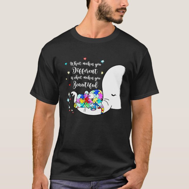 Camiseta Different Beautiful Autism Awareness Puzzle Piece  (Anverso)