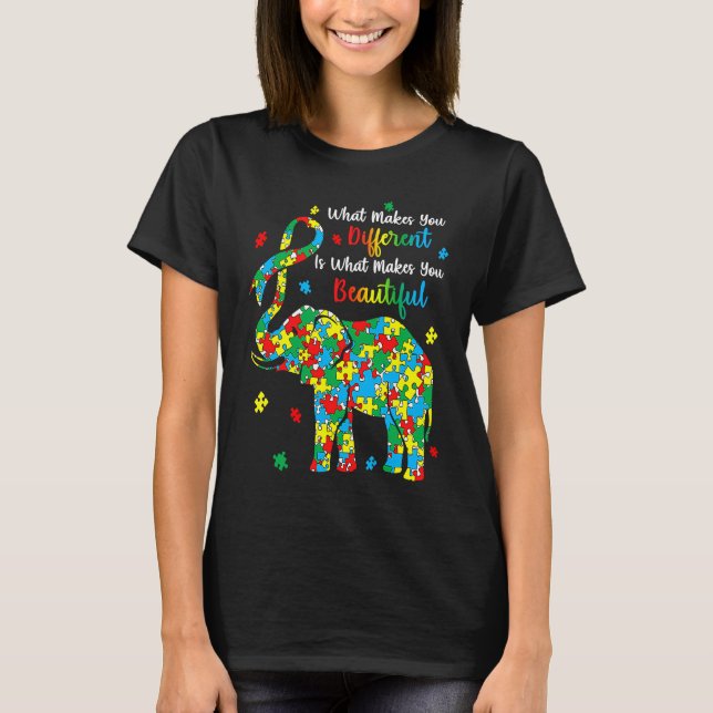 Camiseta Different Beautiful Autism Awareness Puzzle Piece  (Anverso)
