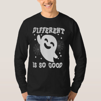 Camiseta Different Is So Good  Halloween Ghost Spiderweb Gr