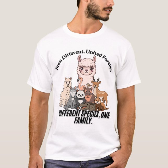 Camiseta Different Species One Family Animal Art (Anverso)