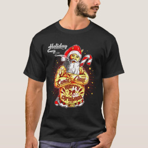 Camiseta Difícil de fumar mal tatuaje Santa Feliz Navidad