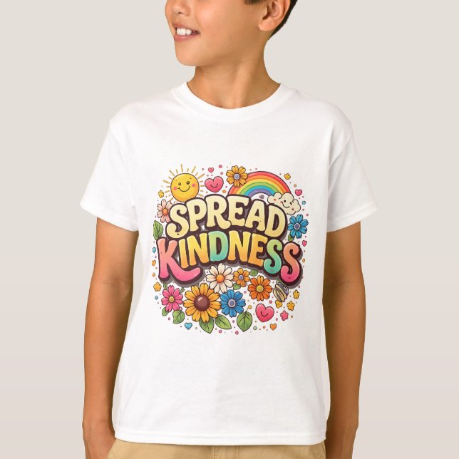 Camiseta Difunde la amabilidad – Cute Floral Arcoíris (Anverso)