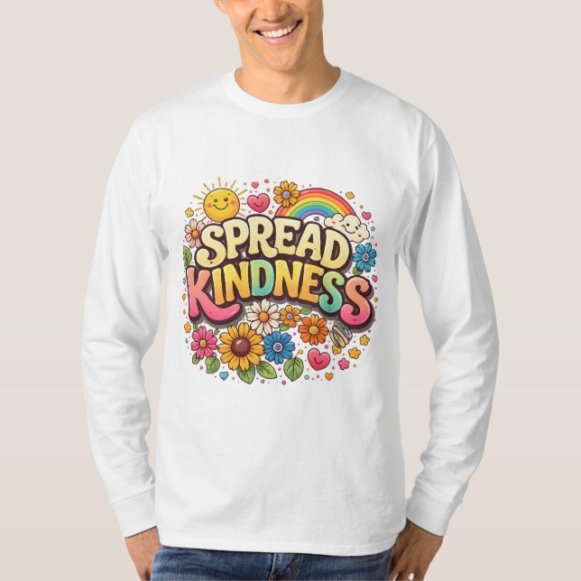 Camiseta Difunde la amabilidad – Lindo arcoíris floral (Anverso)