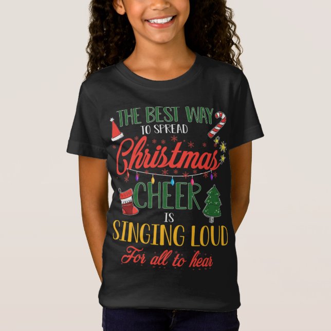 Camiseta Difundir la alegría de los Navidades cantando en v (Anverso)