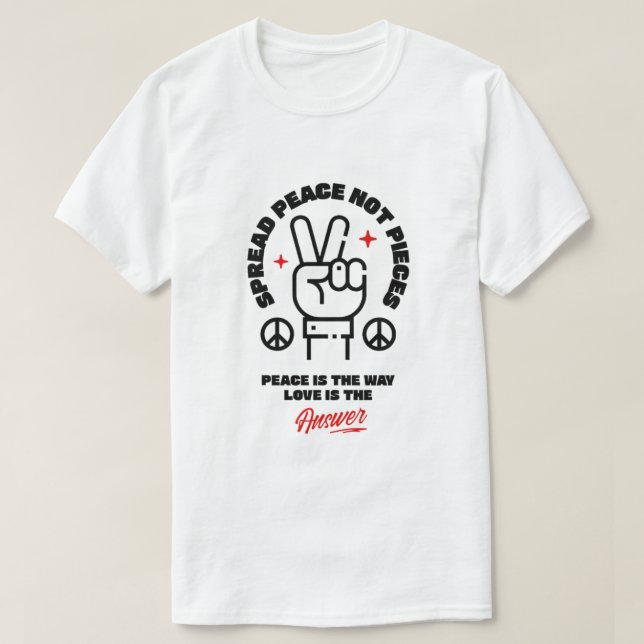 Camiseta ✌️ Difundir paz, no piezas - Negrita, paz y amor (Diseño del anverso)