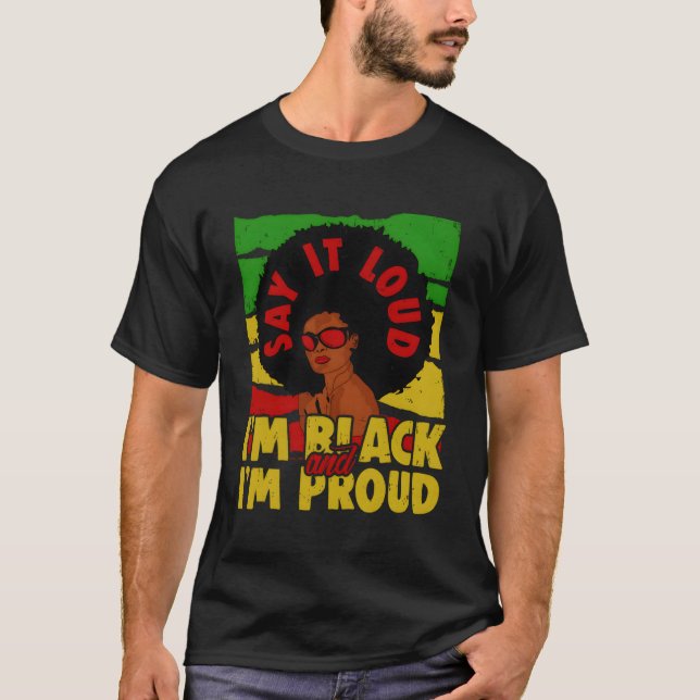 Camiseta Diga En Voz Alta Que Soy Negro Y Orgulloso Junenth (Anverso)