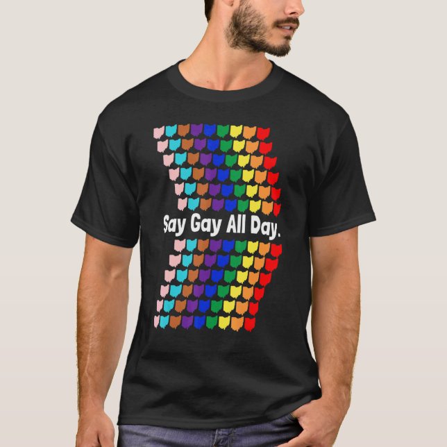 Camiseta Diga Gay All Day Orgullo Transgénero Rainbow Flowe (Anverso)