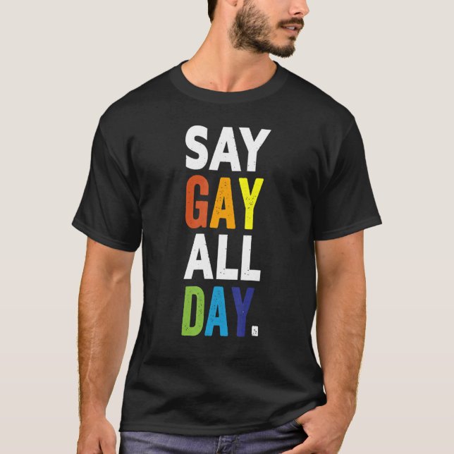 Camiseta Diga Gay All Day Orgullo Transgénero Rainbow Flowe (Anverso)