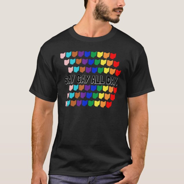 Camiseta Diga Gay All Day Orgullo Transgénero Rainbow Flowe (Anverso)