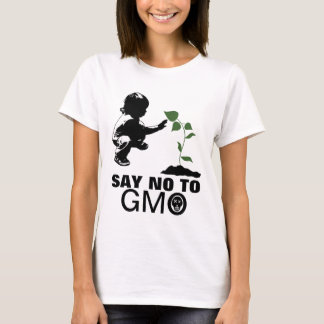 Camiseta Diga no al niño joven y al almácigo de GMO