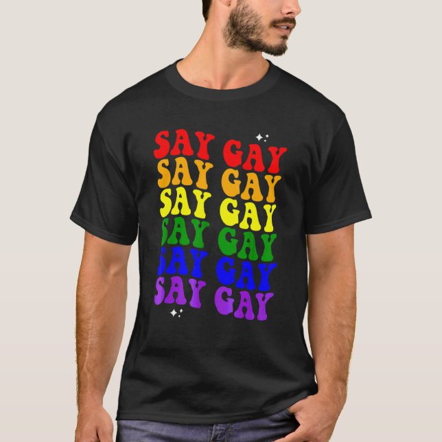 Camiseta Digamos Gay Lgbtq Bandera del Orgullo Aliado Bande (Anverso)