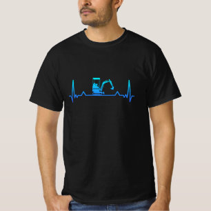 Camiseta Digger Excavator Heartbeat Dad Gift