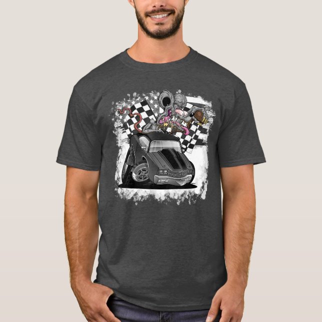 Camiseta DigiRods Rat Rod Racer SS Muscle Grey Hot Rod Cart (Anverso)