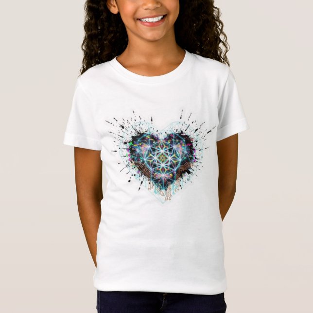 Camiseta Digital Heart Sacred Geometry Heart Design  (Anverso)