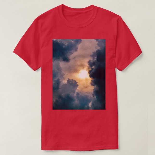 Camiseta digital oil painting of the sun peeking through th (Diseño del anverso)
