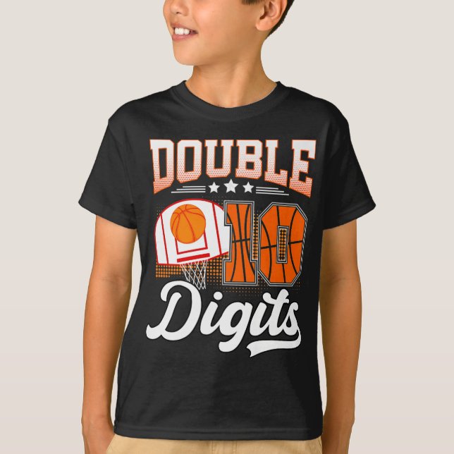 Camiseta Dígitos dobles Diez baloncesto Cumpleaños de 10 añ (Anverso)