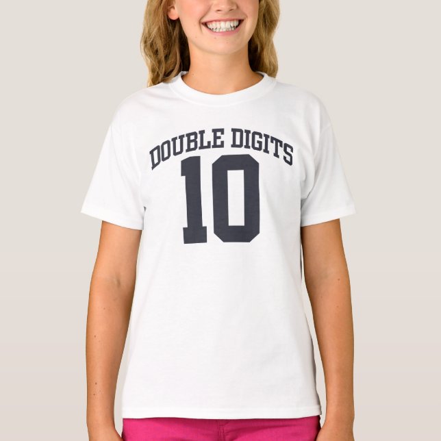 Camiseta Dígitos dobles personalizados #10 de cumpleaños (Anverso)