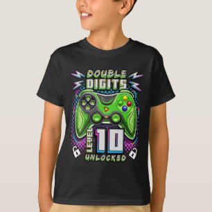 Camiseta Dígitos Nivel 10 Videojuego desbloqueado 10 cumple