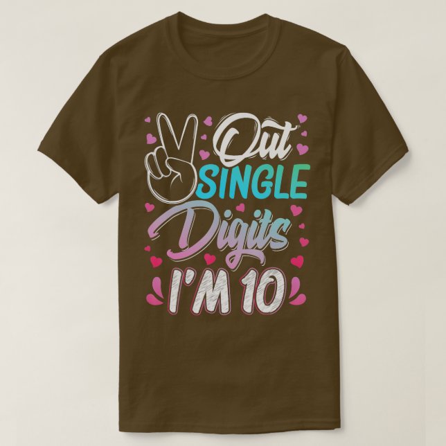 Camiseta Dígitos únicos de Paz de 10 años de edad de 10 año (Diseño del anverso)
