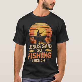 Camiseta Dijo Jesús Ve a Pescar Versículo Bíblico Pescador