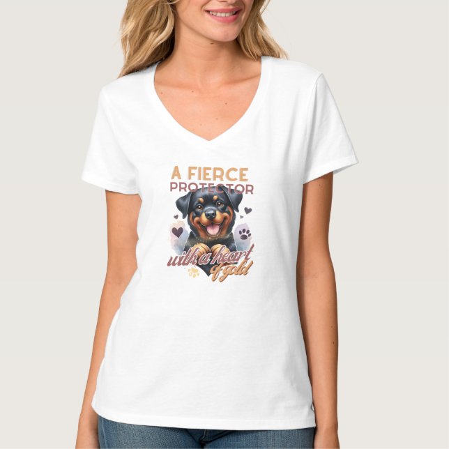 CAMISETA DIJO PERRO DE ROTWEILLER DE CUDO NEGRO Y TÁN (Anverso)