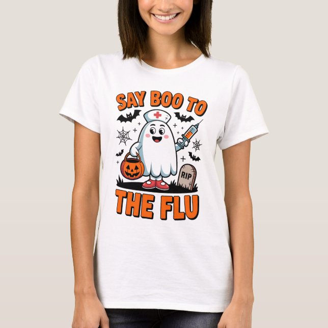 Camiseta Dile boo al Médico de enfermería de Halloween que  (Anverso)