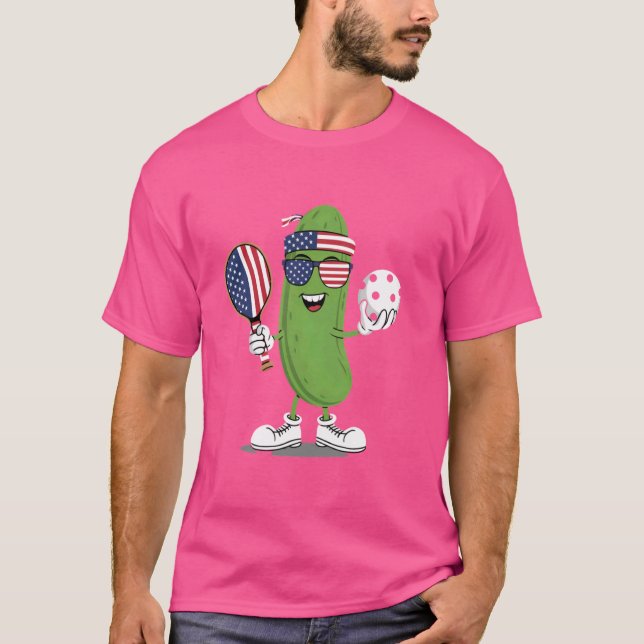 Camiseta Dill Patriótico Divertido Jugando Pickleball Ameri (Anverso)
