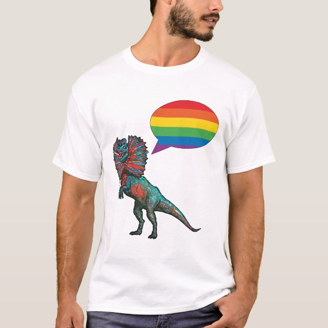 Camiseta ¡Dilo! ¡Di Gay! Dinosaurio LGBTQIA+ (Anverso)