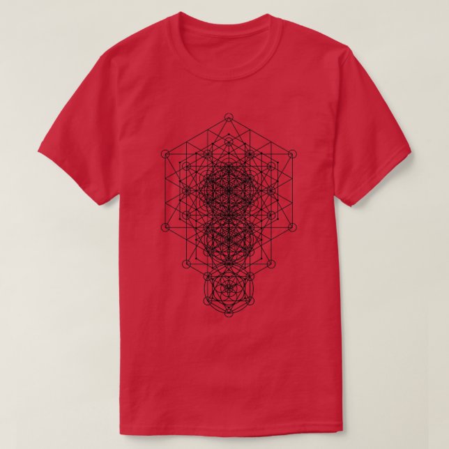 Camiseta Dimensiones sagradas de la flor geométrica negro (Diseño del anverso)