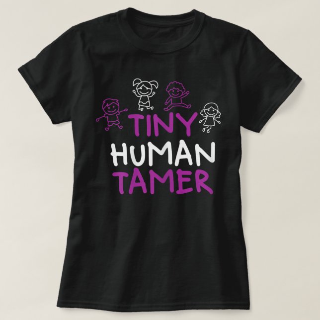 Camiseta Diminuta profesora de cuidado infantil, pequeña Ta (Diseño del anverso)