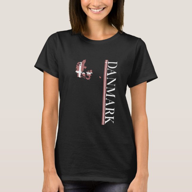 Camiseta Dinamarca - Danmark Danés Dannebrog Bandera - Mapa (Anverso)