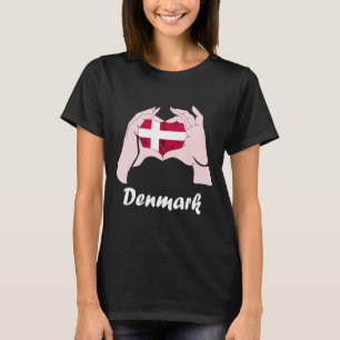 Camiseta Dinamarca Rótulo mano corazón de amor Bandera Dane