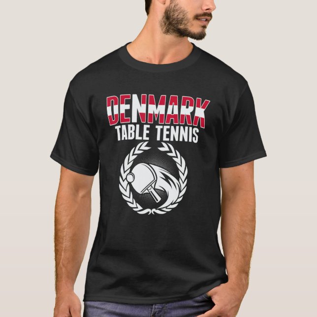 Camiseta Dinamarca Tenis de Mesa   Equipo Danés de Ping Pon (Anverso)