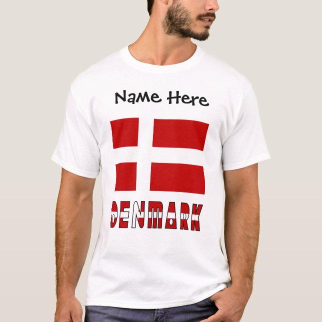 Camiseta Dinamarca y bandera danesa personalizada  (Anverso)
