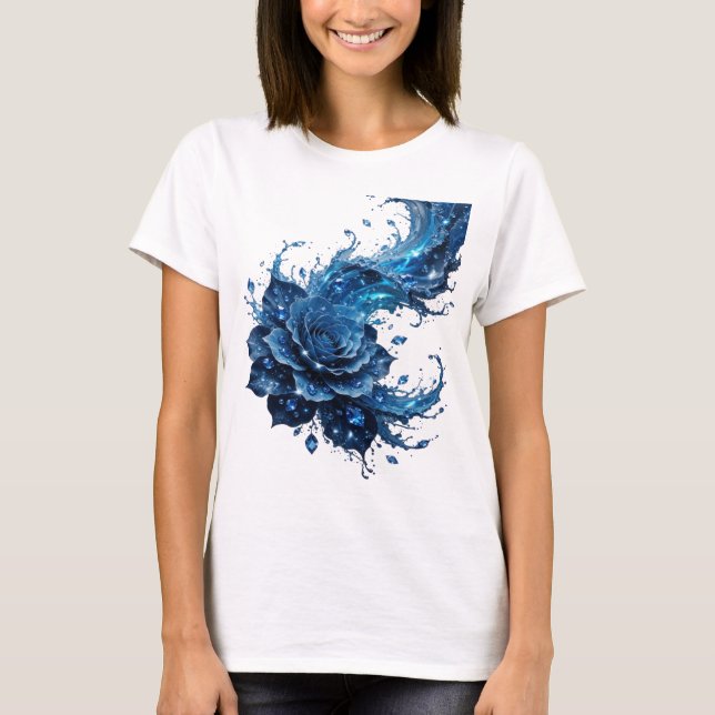 Camiseta dinámica azul BLUE ROSE Statement (Anverso)