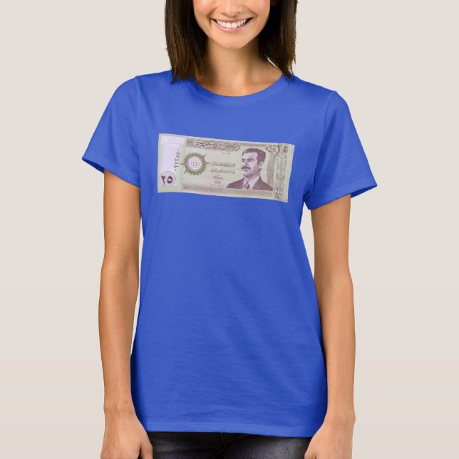 Camiseta Dinar iraquí con Saddam Hussein (Anverso)