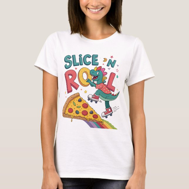 Camiseta dinasour, amante de la pizza (Anverso)