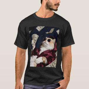 Camiseta Dinero de gato rico Lujo Reloj Gafas de sol Riquez