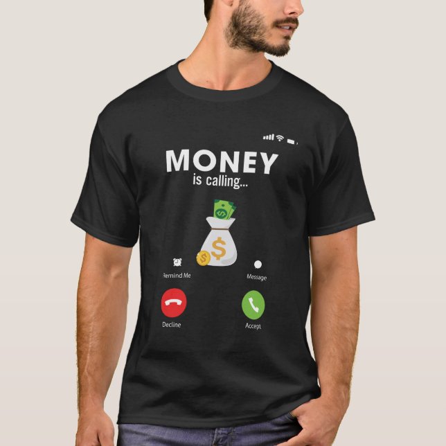 Camiseta Dinero de llamada entrante, pantalla de llamada, c (Anverso)